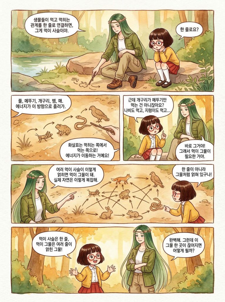 먹이 사슬 vs 먹이 그물 차이 — 5학년 생물과 환경 핵심 정리!