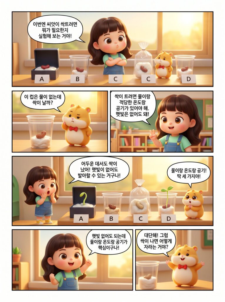 발아 조건 물 온도 공기 학습만화