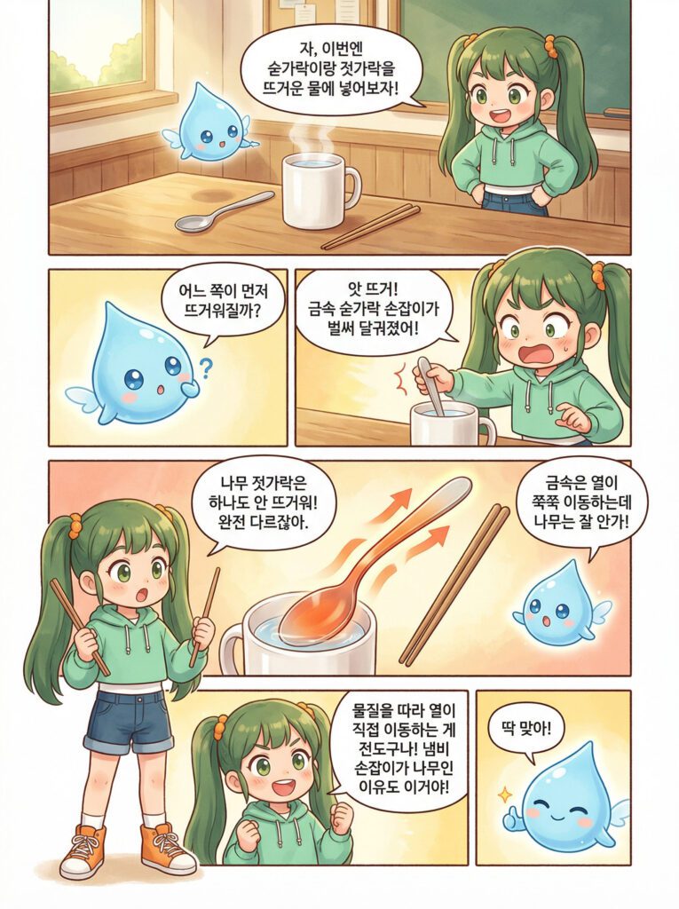전도 열전달 금속 숟가락 학습만화